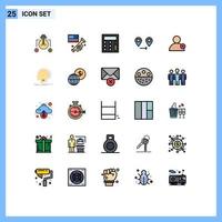25 interface de usuário cheia de pacote de cores planas de sinais modernos e símbolos de novos cálculos criativos, elementos de design de vetores editáveis de localização de acompanhamento