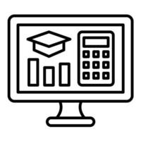 ícone da linha do curso on-line de contabilidade vetor