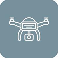 ícones de fundo de canto redondo de linha de câmera de drone vetor