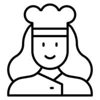 ícone de linha feminina chef vetor