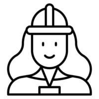 ícone de linha feminina de engenheiro vetor