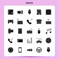 conjunto de ícones de 25 dispositivos sólidos vector design de estilo glifo ícones pretos conjunto de idéias de negócios web e móveis design ilustração vetorial