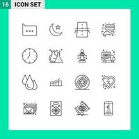 conjunto de 16 sinais de símbolos de ícones de interface do usuário modernos para media player relógio construção cartão de pagamento editável elementos de design vetorial vetor