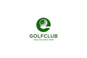 letra e para modelo de vetor de design de logotipo de golfe, rótulo vetorial de golfe, logotipo de campeonato de golfe, ilustração, ícone criativo, conceito de design