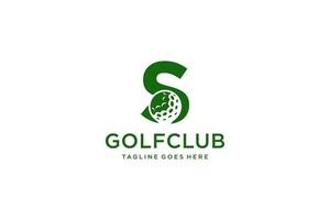letra s para modelo de vetor de design de logotipo de golfe, rótulo vetorial de golfe, logotipo de campeonato de golfe, ilustração, ícone criativo, conceito de design