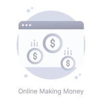 pegue este ícone plano de ganhar dinheiro online vetor