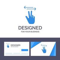 cartão de visita criativo e gestos de modelo de logotipo mão ilustração vetorial de toque móvel vetor