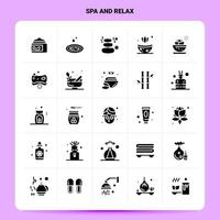 sólido 25 spa e conjunto de ícones de relaxamento design de estilo de glifo vetorial conjunto de ícones pretos web e design de ideias de negócios móveis ilustração em vetor