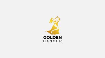 ilustração de design de vetor de logotipo de dançarina dourada
