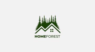 ilustração em vetor ícone de design de logotipo de floresta em casa