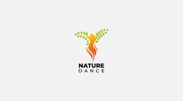 modelo de design de logotipo de vetor de dança verde da natureza