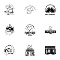 feliz dia dos pais 9 conjunto de tipografia preta tipografia vetorial letras vintage para cartões de saudação banners design de camiseta você é o melhor pai elementos de design de vetores editáveis