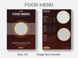 modelo de design de menu de comida de restaurante de ano novo, layout de design de menu de tamanho a4 vetorial moderno. vetor