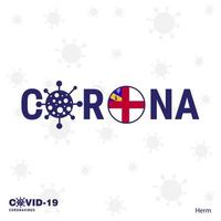 herm tipografia de coronavírus covid19 bandeira do país fique em casa fique saudável cuide de sua própria saúde vetor