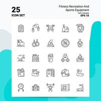 25 conjunto de ícones de equipamentos esportivos e recreativos de fitness 100 eps editáveis 10 arquivos de conceito de logotipo de negócios ideias de design de ícone de linha vetor