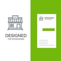 loja loja online design de logotipo cinza de mercado e modelo de cartão de visita vetor