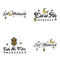 feliz eid mubarak selamat hari raya idul fitri eid alfitr pacote de vetores de 4 ilustrações melhor para cartazes de cartões e banners