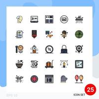 pacote de ícones vetoriais de estoque de 25 sinais e símbolos de linha para elementos de design de vetores editáveis de foto de interface do usuário on-line de água do chuveiro