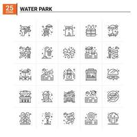 25 conjunto de ícones do parque aquático de fundo vetorial vetor