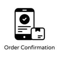 uma compra móvel denotando ícone de compras on-line no design do glifo vetor