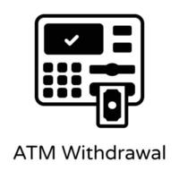 ícone de glifo de retirada atm, download premium vetor