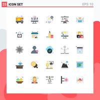 conjunto de cores planas de interface móvel de 25 pictogramas de definição de gráfico de lâmpada de empresa de antropometria elementos de design de vetores editáveis