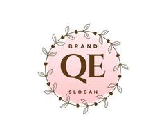 logotipo feminino qe inicial. utilizável para logotipos de natureza, salão, spa, cosméticos e beleza. elemento de modelo de design de logotipo de vetor plana.