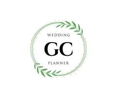 gc letras iniciais coleção de logotipos de monograma de casamento, modelos modernos minimalistas e florais desenhados à mão para cartões de convite, salve a data, identidade elegante para restaurante, boutique, café em vetor