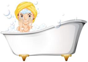 mulher tomando banho isolada vetor