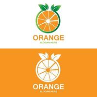 design de logotipo vetorial laranja de frutas frescas para loja de frutas, loja de sucos, na cor laranja vetor