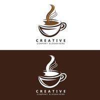 símbolo de bebida de cafeína de vetor de logotipo de café com design de cor marrom café para restaurante, café e bar.