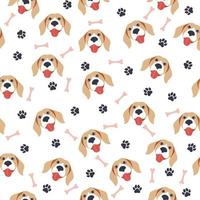 padrões perfeitos com focinhos de cães bonitos dos desenhos animados. dálmata, terrier, bulldog vetor