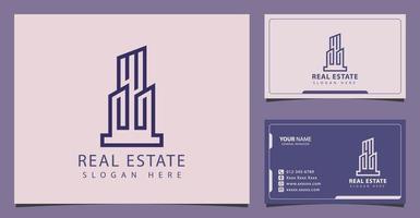 logotipo imobiliário com conceito minimalista e design de cartão de visita vetor