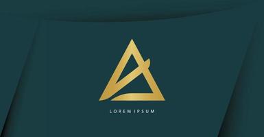 letra a do logotipo com vetor premium minimalista de estilo de arte de linha dourada