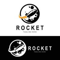 design de logotipo de foguete, veículo de exploração espacial vetor