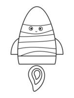 ilustração em vetor foguete preto e branco para crianças. delineie o ícone de nave espacial sorridente isolado no fundo branco. página para colorir de exploração espacial para crianças