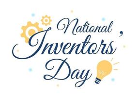 dia nacional dos inventores em 11 de fevereiro celebração da inovação genial para homenagear o criador da ciência na ilustração de modelo desenhado à mão de desenho animado plano vetor