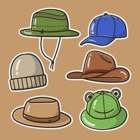 desenho manual da coleção de chapéus de desenho animado bom para adesivo