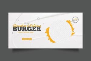 postagem de mídia social de banner da web de menu de comida com modelo de promoção de banner de capa social de restaurante vetor