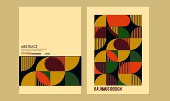 conjunto de design de capa retrô do círculo bauhaus. fundo geométrico abstrato. tamanho a4 para pôsteres, catálogos, revistas, livros anuais, cadernos vetor