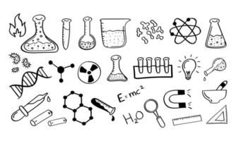 química desenhada à mão e ícone da ciência vetor