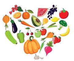 frutas e legumes orgânicos saudáveis vetor