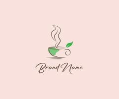 logotipo de arte de linha de xícara de café vetor