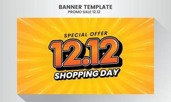 12.12 dia de compras venda em flash super venda design de modelo de banner com desconto de oferta especial vetor