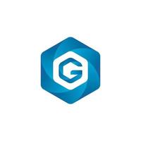 logotipo da letra g com formato hexagonal vetor