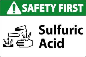 segurança primeiro sinal de ácido sulfúrico no fundo branco vetor