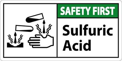 segurança primeiro sinal de ácido sulfúrico no fundo branco vetor