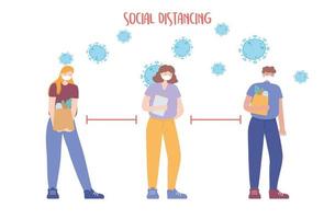 prevenção do coronavírus com distanciamento social vetor