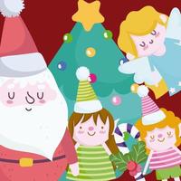 banner de feliz natal com personagens fofinhos vetor