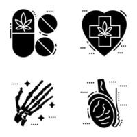 conjunto de ícones de glifos de cuidados médicos vetor